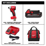 Milwaukee M18 18V Lithium-Ion Compact Brushless Cordless Impact Driver Kit with One 2.0Ah Battery, Charger & 25-Piece Bit Set