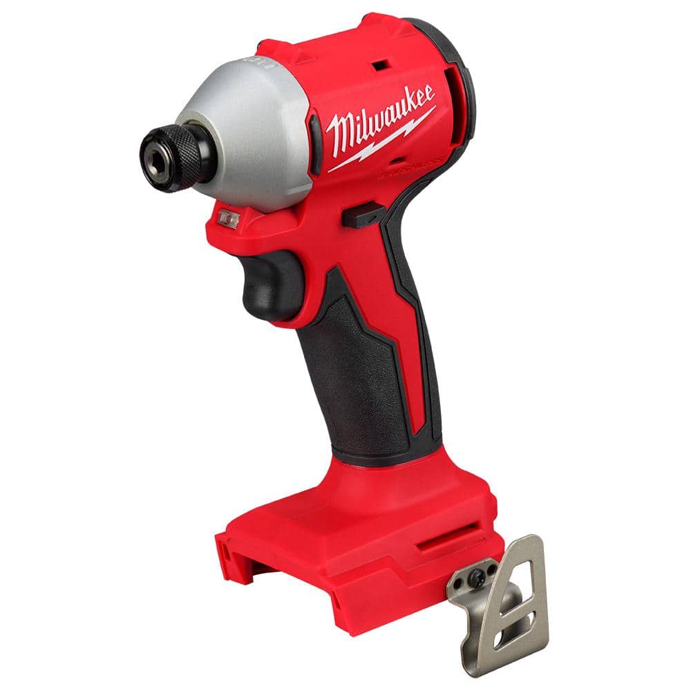 Milwaukee M18 18V Lithium-Ion Compact Brushless Cordless 1/4 in. Impact Driver Kit with 2.0Ah Battery, Charger & 15-Piece Drill Bit Set