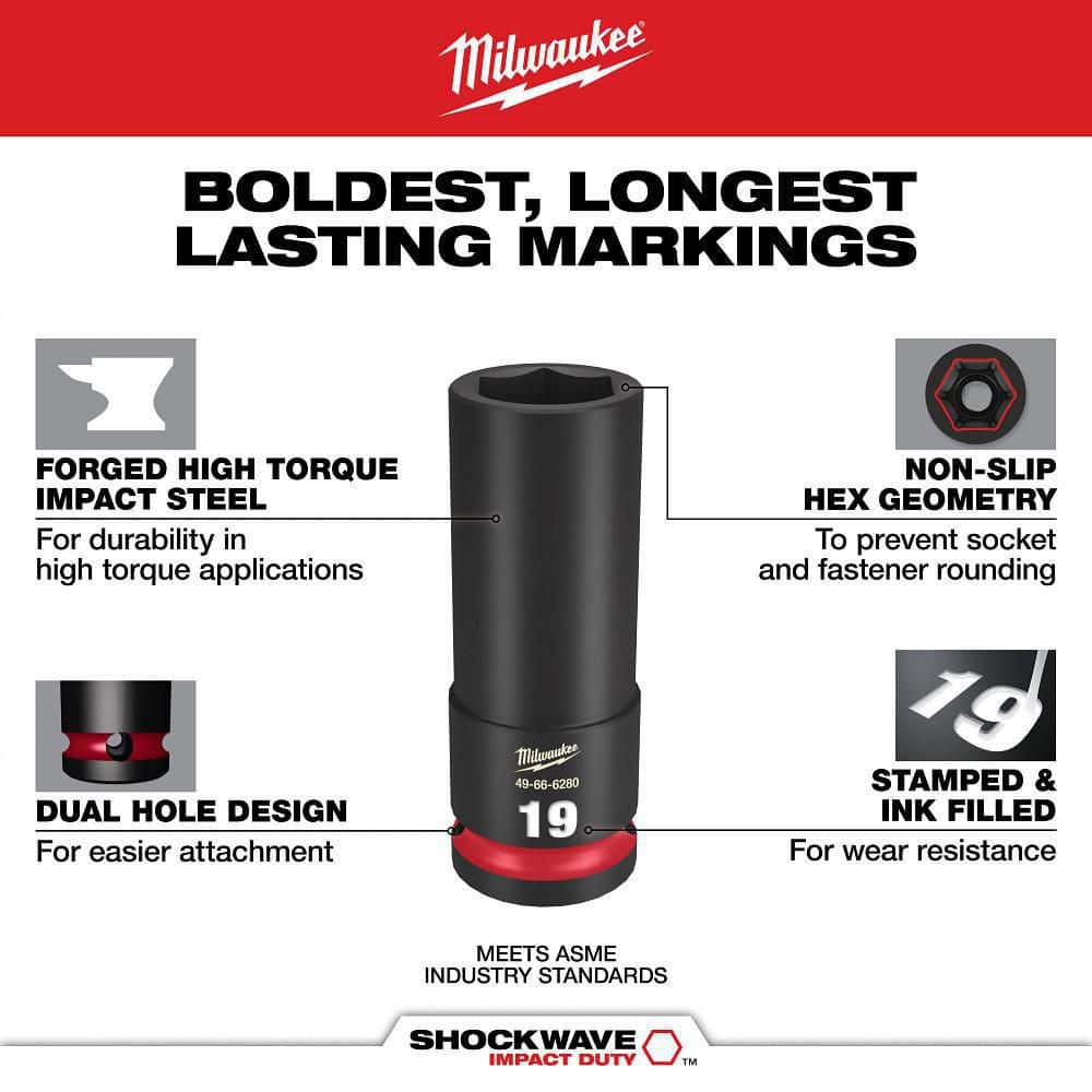 Milwaukee SHOCKWAVE Impact-Duty 3/8 in. Drive Metric Deep Well PACKOUT Socket Set (19-Piece)