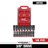 Milwaukee SHOCKWAVE Impact-Duty 3/8 in. Drive Metric Deep Well PACKOUT Socket Set (19-Piece)