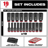 Milwaukee SHOCKWAVE Impact-Duty 3/8 in. Drive Metric Deep Well PACKOUT Socket Set (19-Piece)