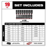 Milwaukee SHOCKWAVE Impact-Duty 3/8 in. Drive Metric Deep Well PACKOUT Socket Set (19-Piece)