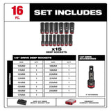 Milwaukee SHOCKWAVE Impact Duty 1/2 in. Drive Metric Deep Well PACKOUT Socket Set (16-Piece) with Screw Driver Bit Set (120-Piece)