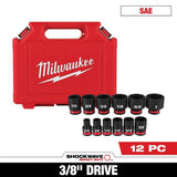 Milwaukee SHOCKWAVE 1/2 in. Drive SAE 6-Point Impact Socket Set (12-Piece)
