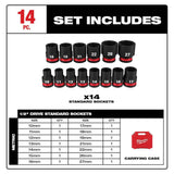 Milwaukee SHOCKWAVE 1/2 in. Drive Metric 6-Point Impact Socket Set (14-Piece)