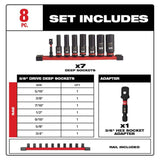 Milwaukee SHOCKWAVE Impact Duty 3/8 in. Drive SAE Deep Well Socket Set (8-Piece)