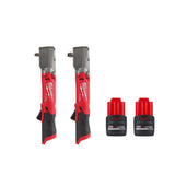 Milwaukee M12 FUEL 12V Brushless Cordless 3/8 in. & 1/2 in. Right Angle Impact Wrench Kit (2-Tool) with 2 Batteries & Charger