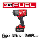 Milwaukee M18 FUEL 18V Brushless Cordless 1/2 in. High Torque Impact Wrench Kit w/ Friction Ring, 5.0Ah Battery, Charger & Bag