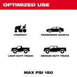 Milwaukee M18 18-Volt Lithium-Ion Cordless Inflator Kit with Two 5.0Ah Batteries and Charger, 150 PSI, 36 in. Hose