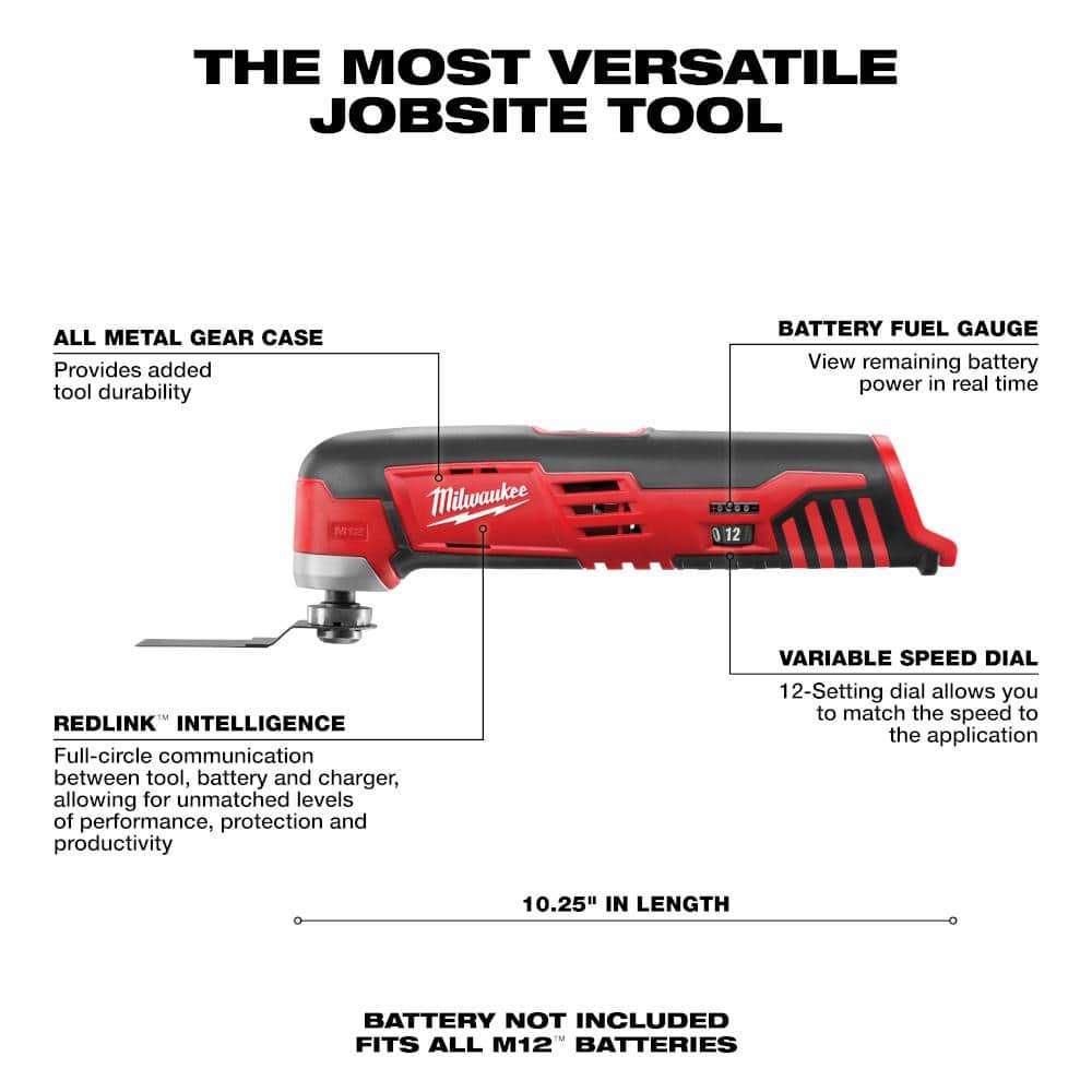 Milwaukee M12 FUEL 12V Lithium-Ion Cordless Jig Saw with M12 Oscillating Multi-Tool (Tool-Only)
