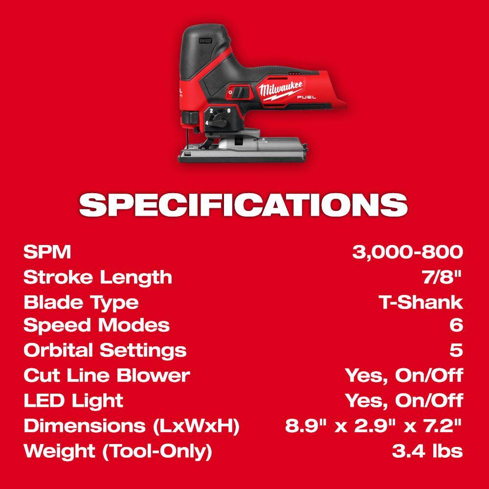 Milwaukee M12 FUEL 12V Lithium-Ion Cordless Jig Saw with M12 Oscillating Multi-Tool (Tool-Only)