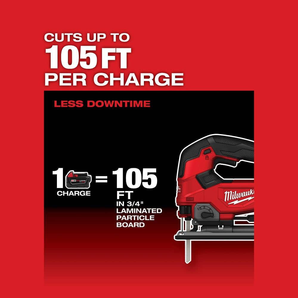 Milwaukee M18 FUEL 18V Lithium-Ion Brushless Cordless Jig Saw, D-Handle (Tool-Only) w/ High Output 6.0Ah & (2) 5.0Ah M18 Batteries