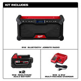 Milwaukee M18 18V Lithium‑Ion Cordless Jobsite Radio with Two 5.0Ah Batteries and Charger (Model 2952-20/48-59-1852B)
