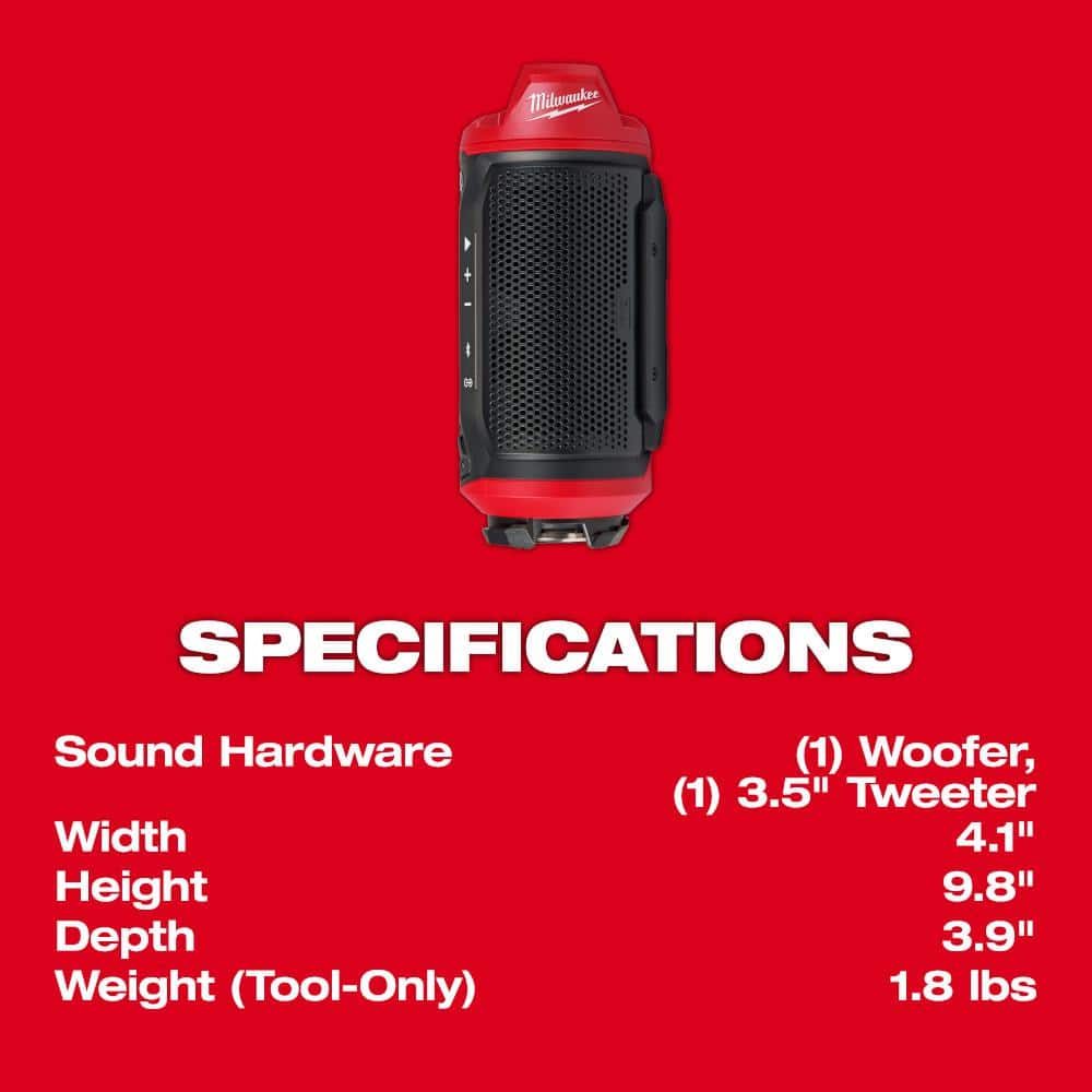 Milwaukee M12 12-Volt Lithium-Ion Cordless Bluetooth Jobsite Speaker with PACKOUT Compatibility