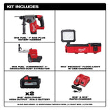 Milwaukee M12 12V Lithium-Ion Cordless PACKOUT Flood Light and M18 FUEL 1 in. SDS-Plus Rotary Hammer/Dust Extractor Kit