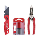 Milwaukee FASTBACK Folding Utility Knife with Blade Storage + 50-Pack Utility Blades & 6-in-1 Wire Pliers (Model 48-22-1504/48-22-3079)