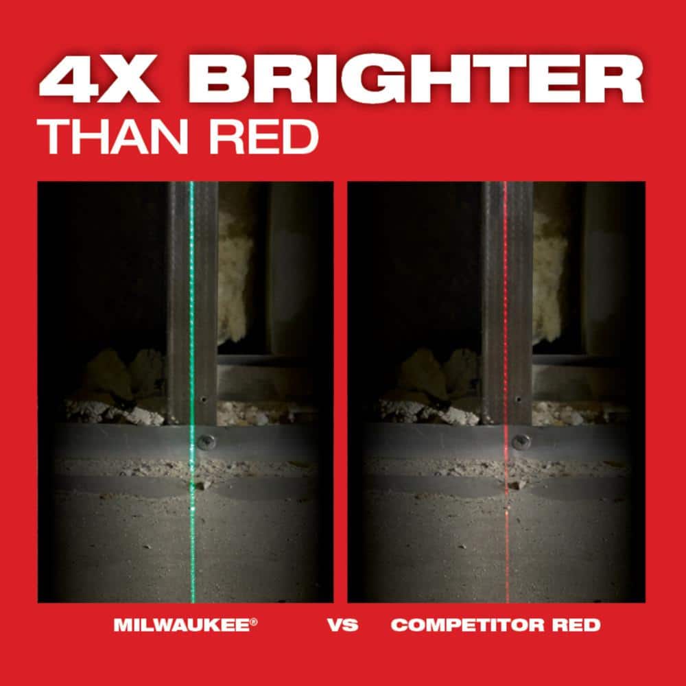 Milwaukee M12 12-Volt Lithium-Ion Cordless Green 125 ft. Cross Line & Plumb Points Laser Level (Tool-Only) with Laser Distance Meter