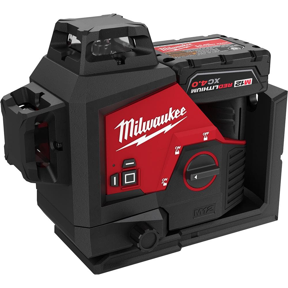 Milwaukee M12 12-Volt Lithium-Ion Cordless Green 250 ft. 3-Plane Laser Level Kit with (3) Batteries, Charger and Case