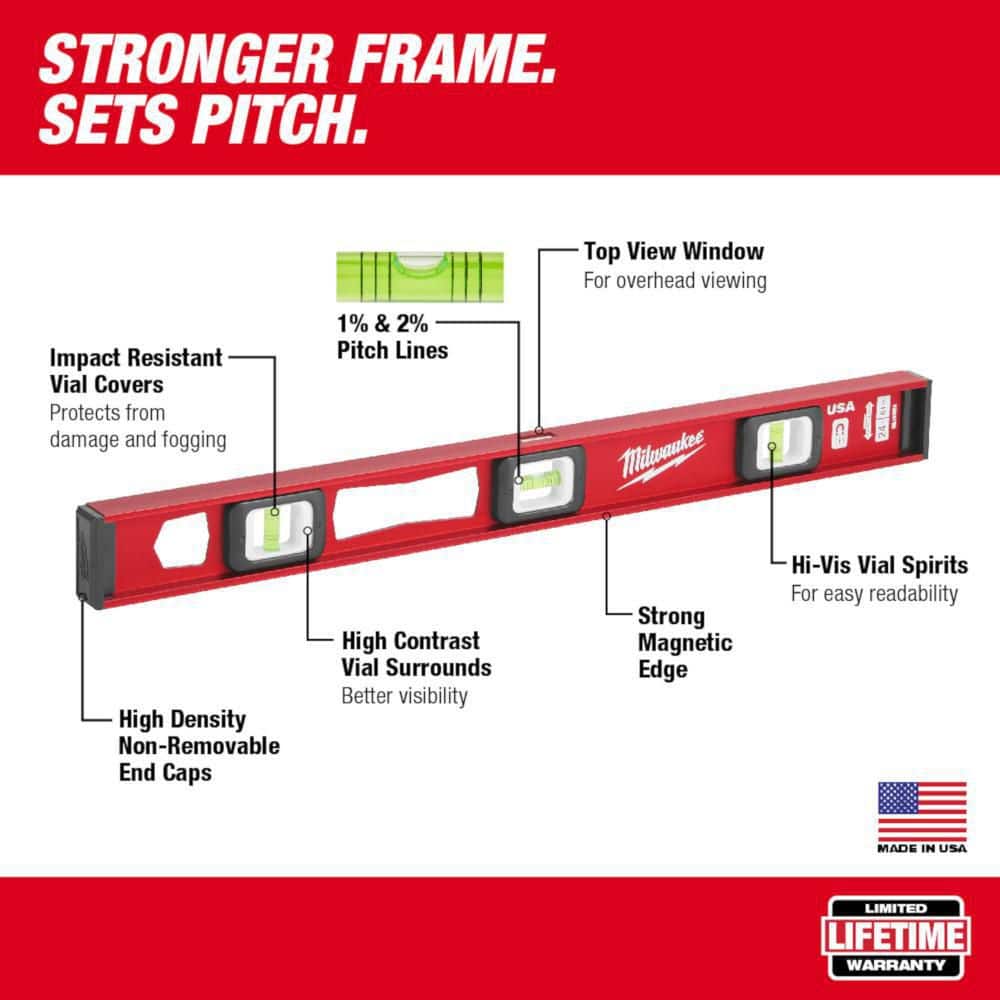 Milwaukee 10 in. 360° Locking Die-Cast Torpedo Level with 24 in. Magnetic I-Beam Level (2-Piece)