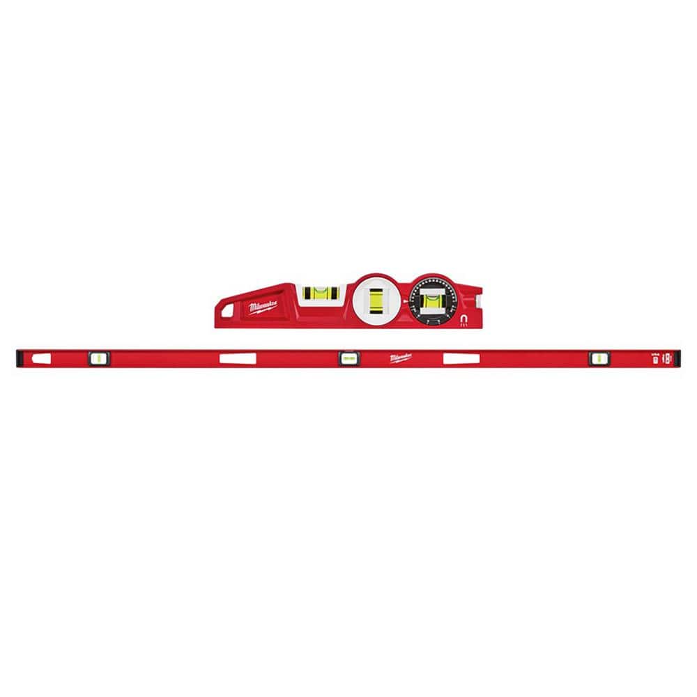 Milwaukee 10 in. 360° Locking Die-Cast Torpedo Level with 24 in. Magnetic I-Beam Level (2-Piece)
