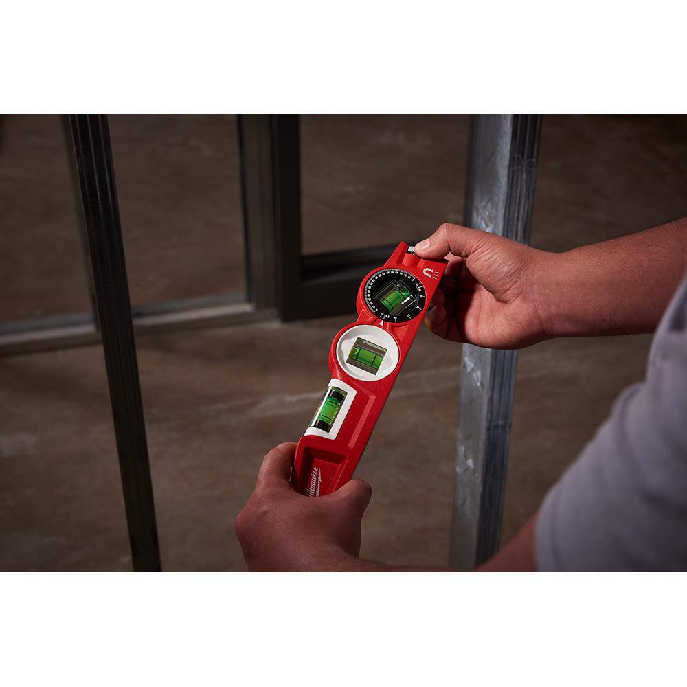 Milwaukee 10 in. 360° Locking Die Cast Torpedo Level with 7 in. Rafter Square (2-Piece)