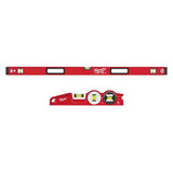 Milwaukee 72 in. REDSTICK Box Level with 10 in. 360° Locking Die-Cast Torpedo Level, Magnetic (2-Piece)
