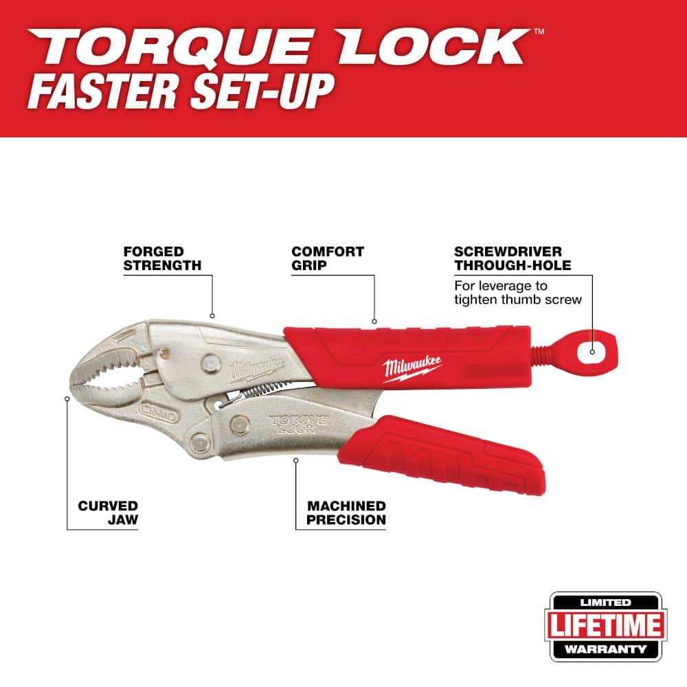 Milwaukee TORQUE LOCK Curved Jaw Locking Pliers Set with Durable Grip, 7 in. & 10 in. (2-Piece)