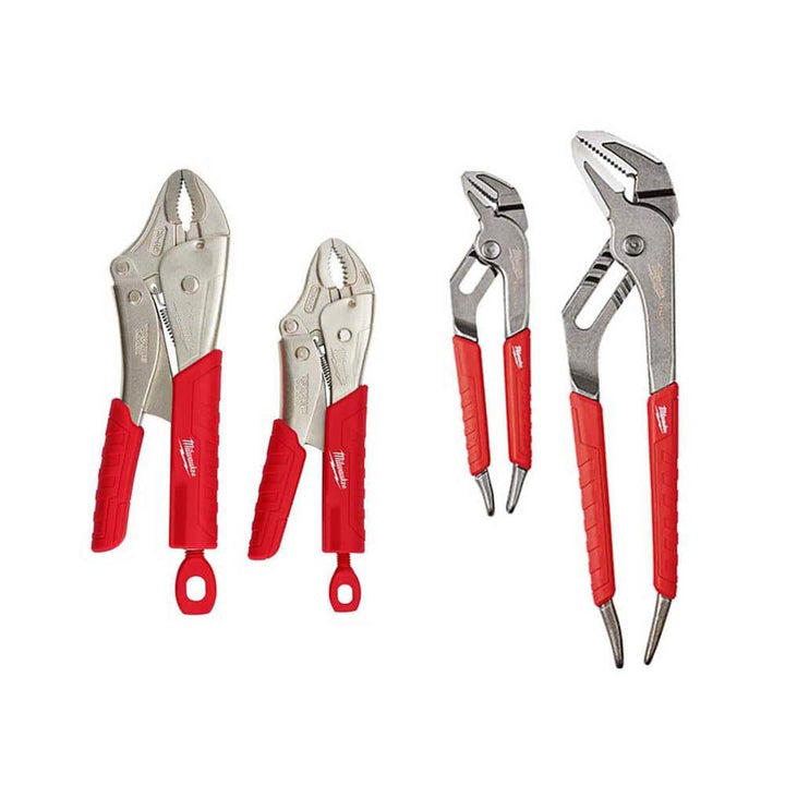 Milwaukee Torque Lock Curved Jaw Locking Pliers and 6 in. & 10 in. Straight-Jaw Pliers Set (4-Piece)