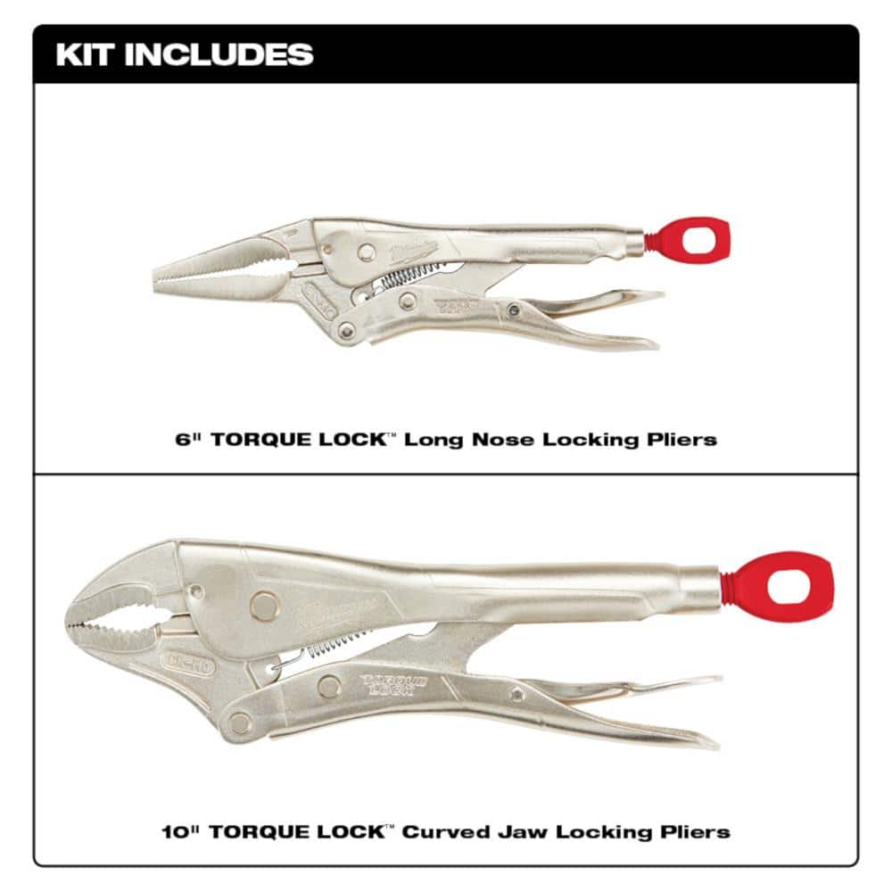 Milwaukee Torque Lock Locking Pliers Set with Pliers Kit, 5-Piece (Models 48-22-3602 & 48-22-6331)