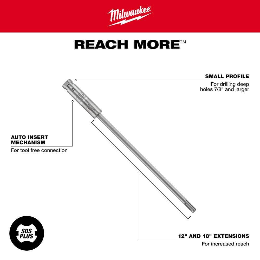 Milwaukee PLUSLOK 18 in. SDS-PLUS Carbide Bit Extension, Model 48-20-6945