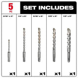Milwaukee 2-Cutter SDS-PLUS Carbide Hammer Drill Bit Set (5-Piece)