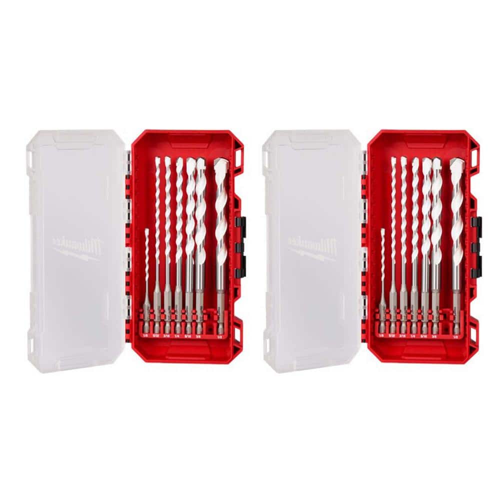 Milwaukee SHOCKWAVE Carbide Multi‑Material Drill Bit Set with SHOCKWAVE Carbide Hammer Drill Bit Kit (14‑Piece)