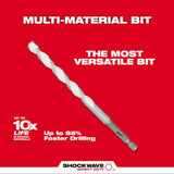 Milwaukee SHOCKWAVE Carbide Multi‑Material Drill Bit Set with SHOCKWAVE Carbide Hammer Drill Bit Kit (14‑Piece)