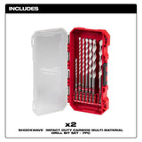 Milwaukee SHOCKWAVE Carbide Multi‑Material Drill Bit Set with SHOCKWAVE Carbide Hammer Drill Bit Kit (14‑Piece)