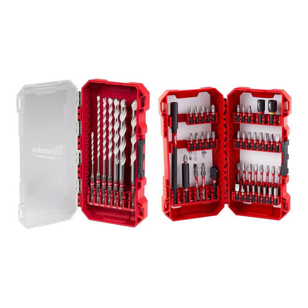 Milwaukee SHOCKWAVE Carbide Multi‑Material Drill Bit & Impact Duty Driver Bit Set, 52-Piece (Model 48-20-8899/48-32-4023)