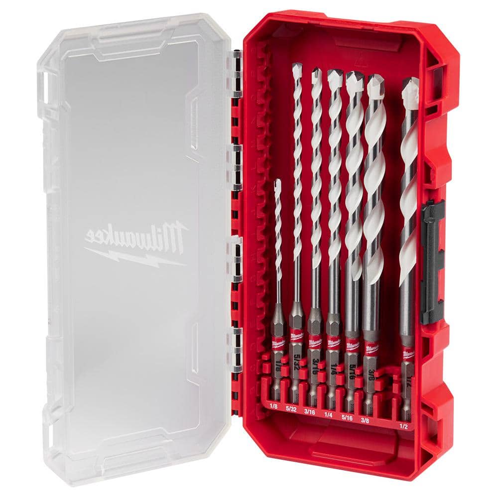 Milwaukee SHOCKWAVE Carbide Multi‑Material Drill Percussion Bit Set (7‑Piece) – 1/4" Hex Shank