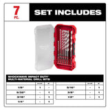 Milwaukee SHOCKWAVE Carbide Multi‑Material Drill Percussion Bit Set (7‑Piece) – 1/4" Hex Shank