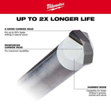 Milwaukee 1/4 in. Carbide Tipped Tile & Natural Stone Drill Bit, 2.25 in. Length (Model 48-20-8992)