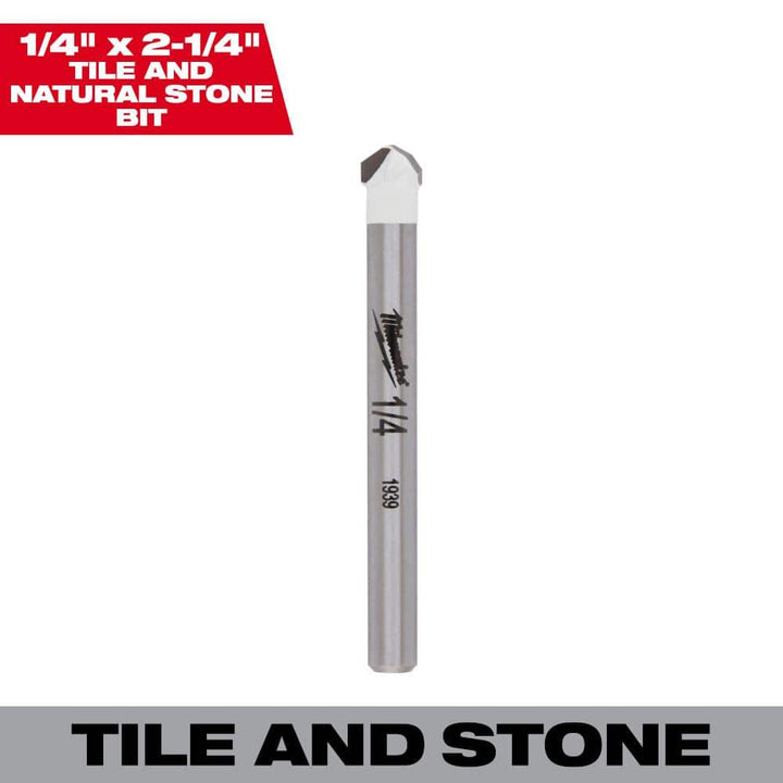 Milwaukee 1/4 in. Carbide Tipped Tile & Natural Stone Drill Bit, 2.25 in. Length (Model 48-20-8992)