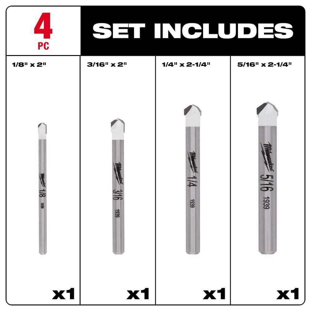 Milwaukee Carbide Natural Stone Drill Bit Set (4-Pack)
