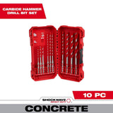 Milwaukee SHOCKWAVE Carbide Hammer Drill Bit Set, 10-Piece (Model 48-20-9058)