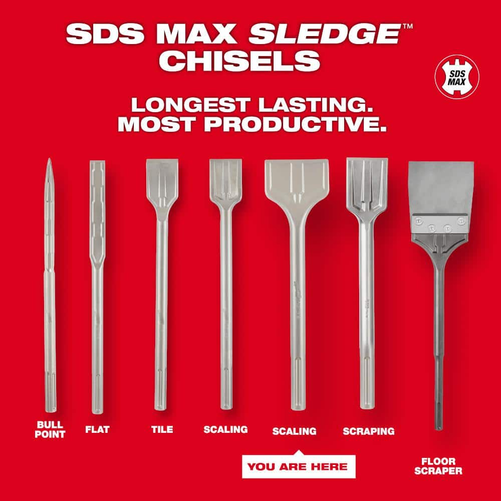 Milwaukee 3 in. x 12 in. SDS-Max SLEDGE Steel Scaling Chisel