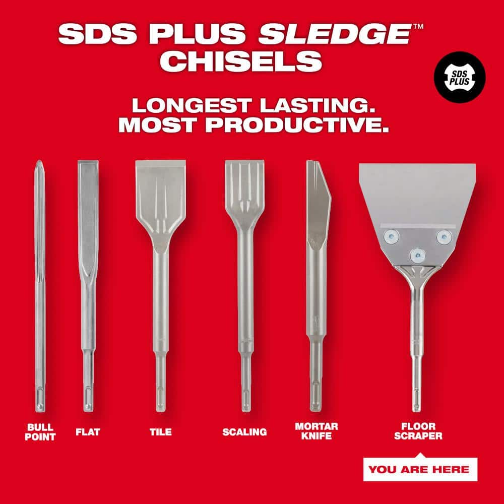 Milwaukee 4 in. x 10 in. SDS‑PLUS Hammer Steel Floor Scraper Chisel (48-62-6046)