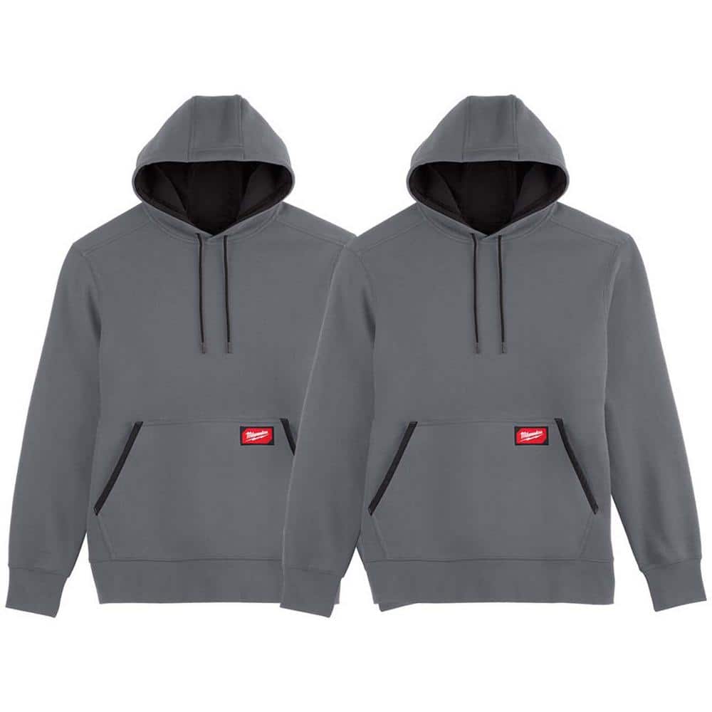 Milwaukee Men's Large Gray Midweight Cotton/Polyester Long-Sleeve Pullover Hoodie (2-Pack)