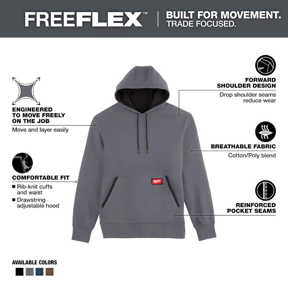 Milwaukee Men's Large Gray Midweight Cotton/Polyester Long-Sleeve Pullover Hoodie (2-Pack)