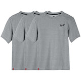 Milwaukee Men’s Large Gray Cotton/Polyester Short-Sleeve Hybrid Work T-Shirt (3-Pack)