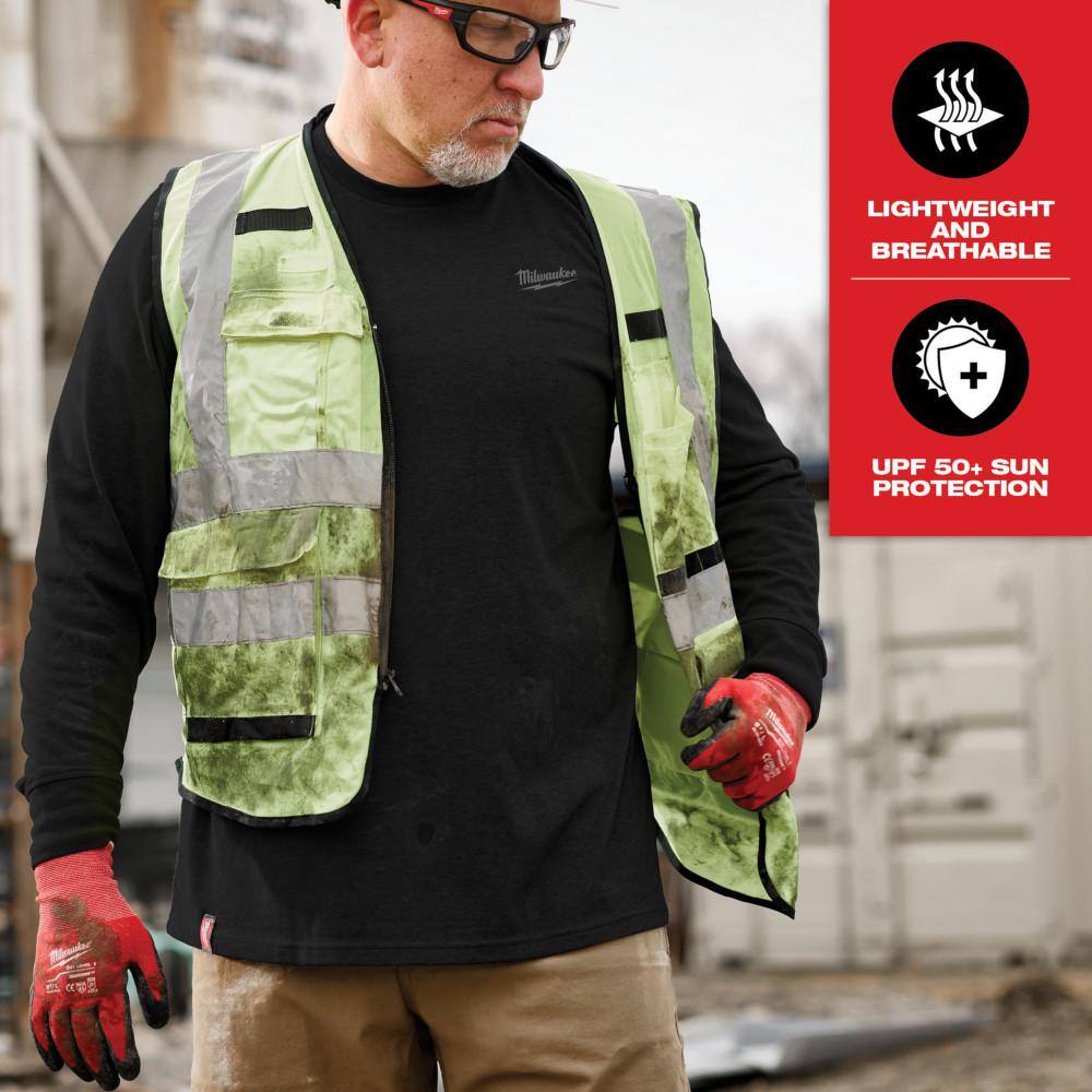 Milwaukee Men's Large Black Cotton/Polyester Long-Sleeve Hybrid Work T-Shirt (3-Pack)