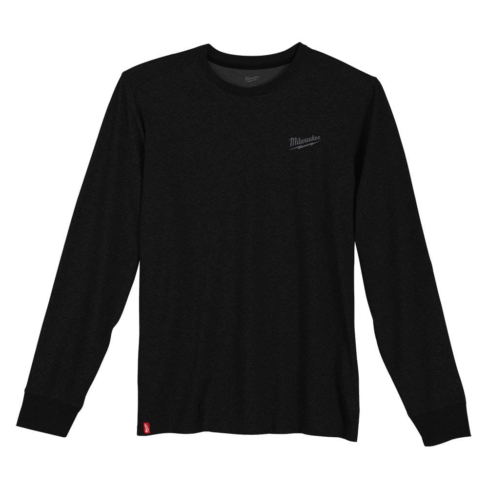 Milwaukee Men's X-Large Black Cotton/Polyester Long-Sleeve Hybrid Work T-Shirt (3-Pack)