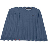 Milwaukee Men's 2X-Large Blue Cotton/Polyester Long-Sleeve Hybrid Work T-Shirt (3-Pack)