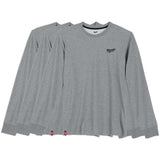 Milwaukee Men's Large Gray Cotton/Polyester Long-Sleeve Hybrid Work T-Shirt (3-Pack)